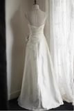 Elegant Satin Vintage Strap Floor-Length 3D Flower Wedding Dress HZ1022