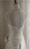 Elegant Satin Vintage Strap Floor-Length 3D Flower Wedding Dress HZ1022