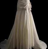 Retro One Shoulder Strapless 3D Flower Fishtail Wedding Dress with Small Train HZ1022