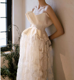 French off-shoulder lace wedding dress with waist HZ1022