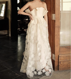 French off-shoulder lace wedding dress with waist HZ1022