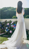 Flowing One Shoulder Strapless Tulle Waisted Mermaid Wedding Dress HZ1022