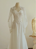 Vintage Lace V-Neck Long Sleeves Trailing Wedding Dress HZ1022