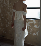 Elegant One Shoulder Mermaid Lace Wedding Dress HZ1022