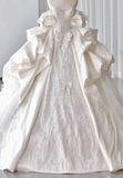 French satin one-shoulder heavy-duty luxury runaway princess floor-length wedding dress HZ1022