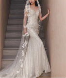 Shiny white mermaid wedding dress with short train HZ1022