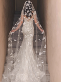 Shiny white mermaid wedding dress with short train HZ1022