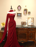 Elegant Red Strapless Mermaid Wedding Dress with Small Train HZ1022