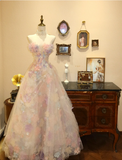 Princess Tulle Flower Strapless A-Line Floor-Length Wedding Dress HZ1022