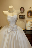 Simple and elegant sweetheart neckline white satin floor-length wedding dress HZ1022