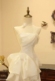 White sequined tube top high-low wedding dress HZ1022