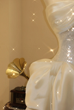 White sequined tube top high-low wedding dress HZ1022