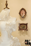 White Moonlight Satin Fishtail Flower Mermaid Wedding Dress HZ1022