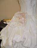 Retro Elegant Satin Irregular Pleated Strapless Floor-Length Wedding Dress HZ1022