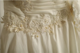Retro palace irregular white satin beaded tube top wedding dress HZ1022