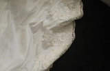 Retro palace irregular white satin beaded tube top wedding dress HZ1022