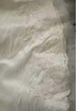 Retro palace irregular white satin beaded tube top wedding dress HZ1022