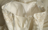 Retro palace irregular white satin beaded tube top wedding dress HZ1022