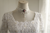 Vintage Square Neck Short Sleeve Satin Elegant Floor-Length Wedding Dress HZ1022