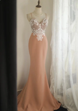 Elegant Pink Slim Fit Fishtail Satin Princess Wedding Dress HZ1022