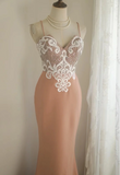 Elegant Pink Slim Fit Fishtail Satin Princess Wedding Dress HZ1022