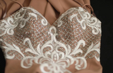 Elegant Pink Slim Fit Fishtail Satin Princess Wedding Dress HZ1022