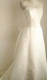 Simple Satin Bowknot Tube Top Retro A-Line Princess Floor-Length Wedding Dress HZ1022
