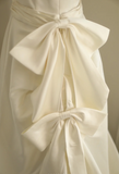 Simple Satin Bowknot Tube Top Retro A-Line Princess Floor-Length Wedding Dress HZ1022