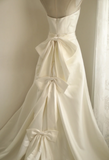 Simple Satin Bowknot Tube Top Retro A-Line Princess Floor-Length Wedding Dress HZ1022