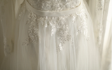 White Long Sleeve V-Neck Lace Tulle A-Line Floor-Length Wedding Dress HZ1022