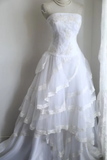 Retro Palace Princess Tube Top Irregular Layered Lace A-Line Wedding Dress HZ1022