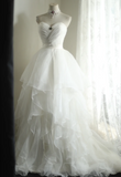 Simple Sweetheart Neckline Ruffled Tulle A-Line Wedding Dress HZ1022