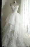 Simple Sweetheart Neckline Ruffled Tulle A-Line Wedding Dress HZ1022