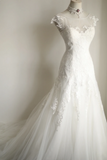Royal Lace Tulle Splicing Off Shoulder Mermaid Wedding Dress HZ1022