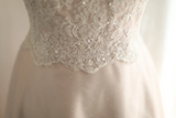 Light pink polka dot lace satin stitching A-line princess wedding dress HZ1022