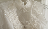 Vintage French Turtleneck Long Sleeve Chiffon Mesh Splicing Elegant Floor-Length Wedding Dress HZ1022