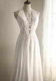 Roman style halterneck satin beaded elegant wedding dress HZ1022