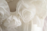 Princess Puff Sleeves Pleated Handmade Flower Tulle A-Line Wedding Dress HZ1022
