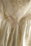 Vintage Satin Hollow Hand-beaded Strapless A-Line Wedding Dress HZ1022