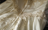 Vintage Satin Hollow Hand-beaded Strapless A-Line Wedding Dress HZ1022