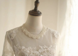 Long Sleeve French Court Round Neck Lace Mermaid Wedding Dress HZ1022