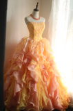 Special Orange Flower Beaded Layered Ruffle Edge A-Line Wedding Dress HZ1022