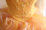 Special Orange Flower Beaded Layered Ruffle Edge A-Line Wedding Dress HZ1022