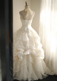Retro palace irregular halter neck tulle layered ruffled A-line wedding dress HZ1022
