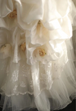 Retro palace irregular halter neck tulle layered ruffled A-line wedding dress HZ1022