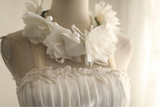 Retro palace irregular halter neck tulle layered ruffled A-line wedding dress HZ1022