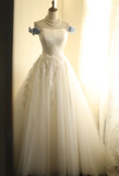 Simple One Shoulder Satin Mesh Splicing A-Line Floor-Length Wedding Dress HZ1022