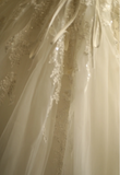 Simple One Shoulder Satin Mesh Splicing A-Line Floor-Length Wedding Dress HZ1022