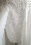 Retro short front and long back one shoulder beaded satin princess wedding dress HZ1022