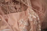 Sweet Pink Slim-Fit Fishtail Sequined Flower Layered Wedding Dress HZ1022